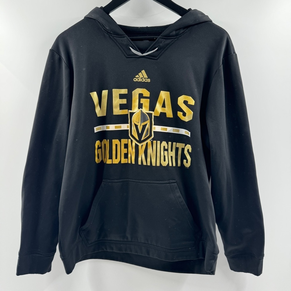Adidas Vegas Golden Knights Black Lace-Up V-Neck Hoodie – Men’s Size Medium - Picture 1 of 7